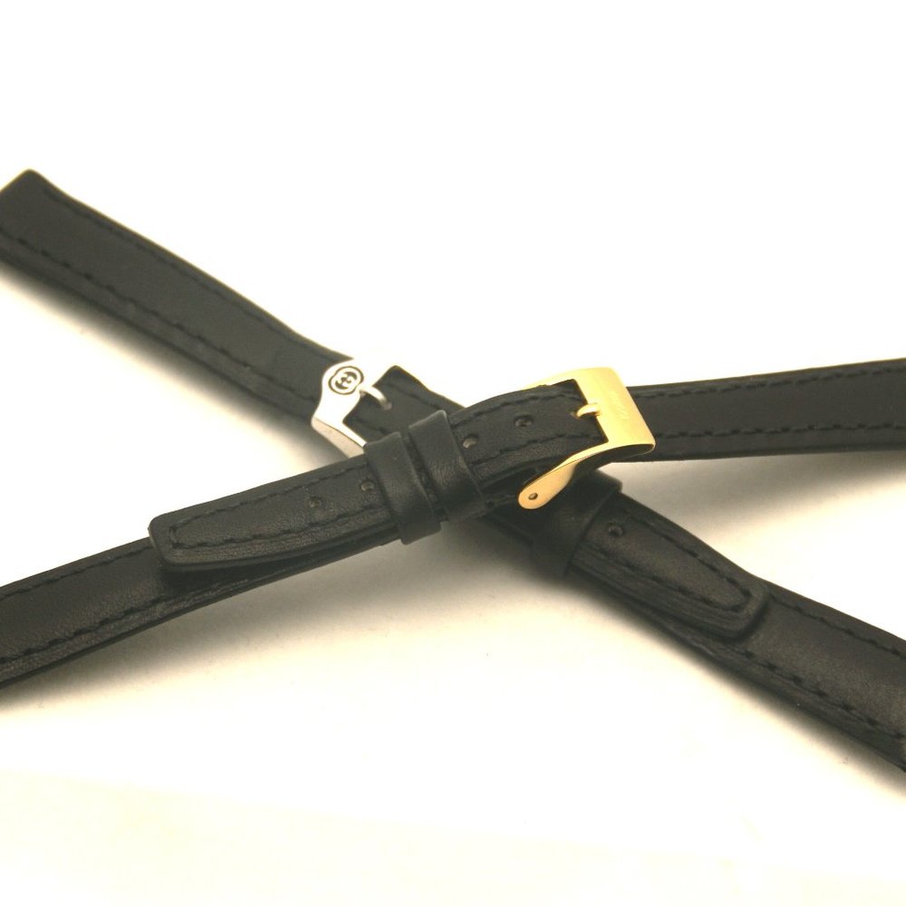 New Gucci 13 MM Black Leather Band - (13.103) - For 3000 L - Gold or Silver Clas